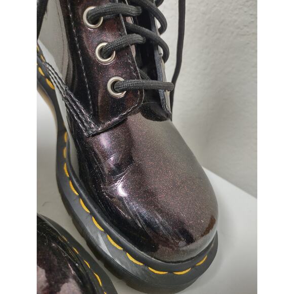 Dr Doc Martens Air Wair Patent Deep Purple Combat Boots Ladies Size 6 Men's sz 5 - Picture 3 of 14